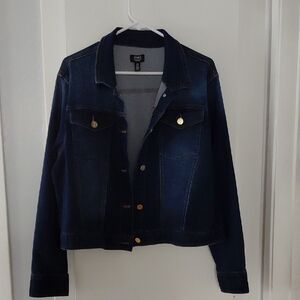 Jones New York Indigo Jean Jacket with Gold Buttons